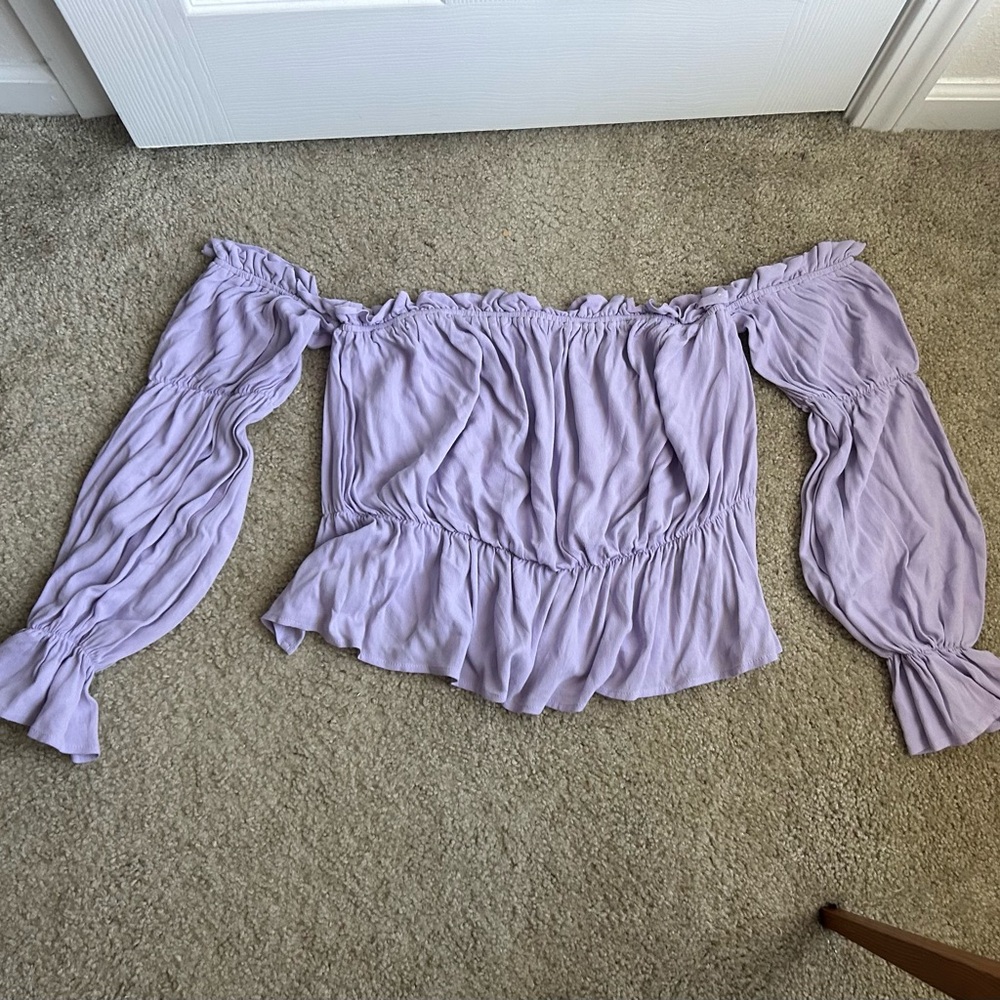 Eloquii Lavender Off-Shoulder Cropped Top Size 18/20